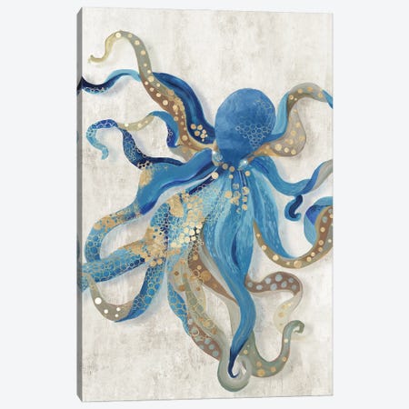 Blue Octopus Canvas Print #AWI516} by Aimee Wilson Art Print