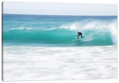 Into The Blue Canvas Art Print - Surfing Art