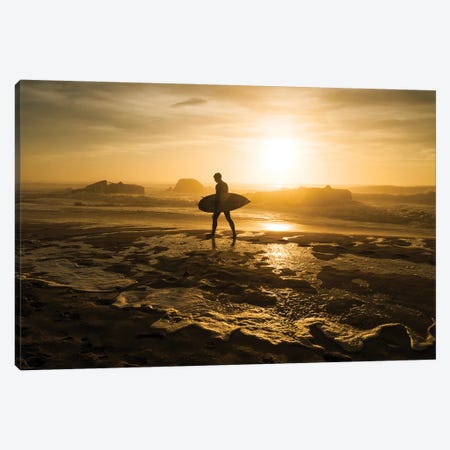 Surfer Silhouette Canvas Print #AWL18} by Andrew Lever Canvas Wall Art
