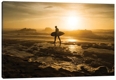 Surfer Silhouette Canvas Art Print - Andrew Lever