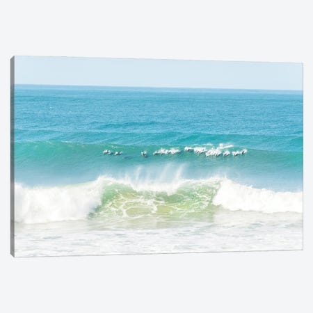 Dolphins Surfing Canvas Print #AWL2} by Andrew Lever Canvas Art Print