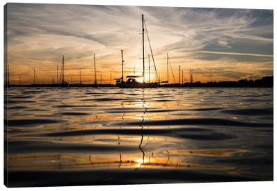 Sunset Yachts Canvas Art Print - Andrew Lever