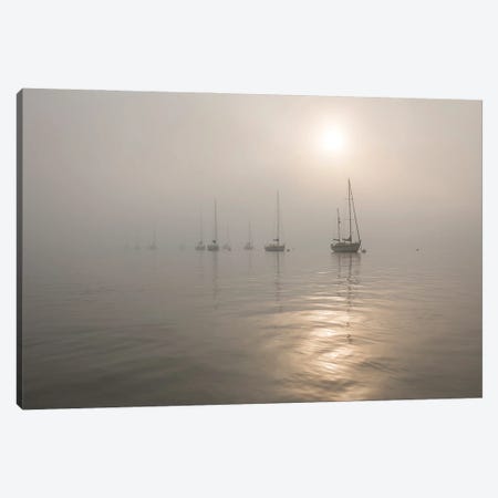 Boats In The Fog Canvas Print #AWL93} by Andrew Lever Canvas Wall Art