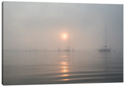 Boats In The Fog II Canvas Art Print - Andrew Lever