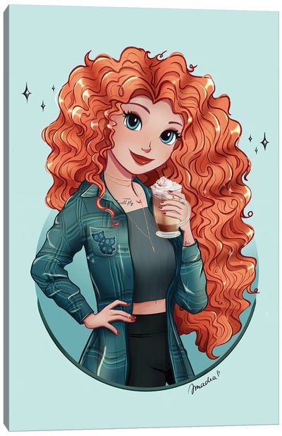 Merida With Pumpkin Spice Latte Canvas Art Print - Other Animated & Comic Strip Characters