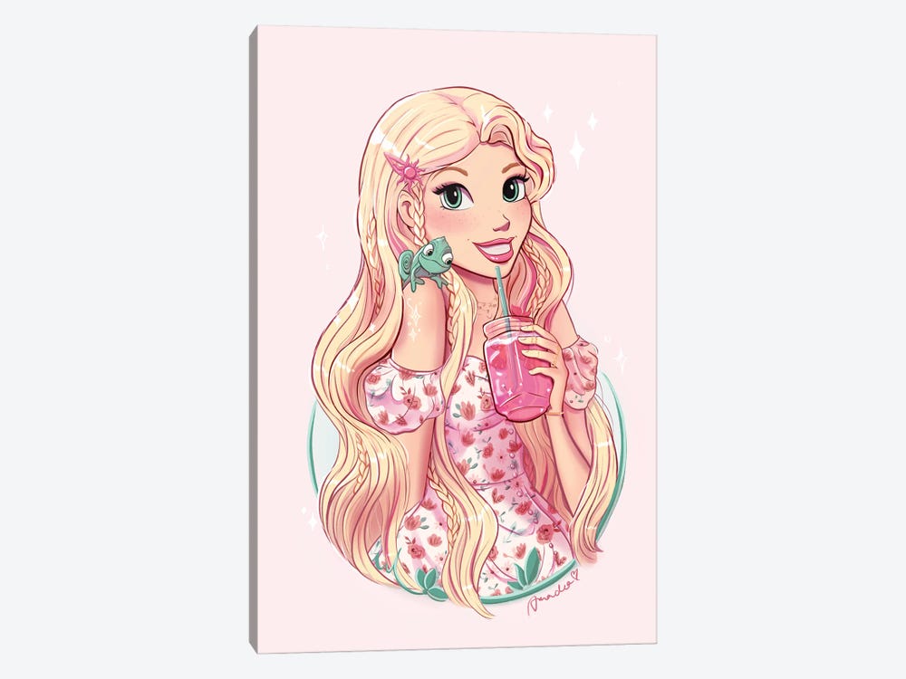 Rapunzel With Strawberry Ice Tea Lemonade by Amadeadraws 1-piece Canvas Art Print