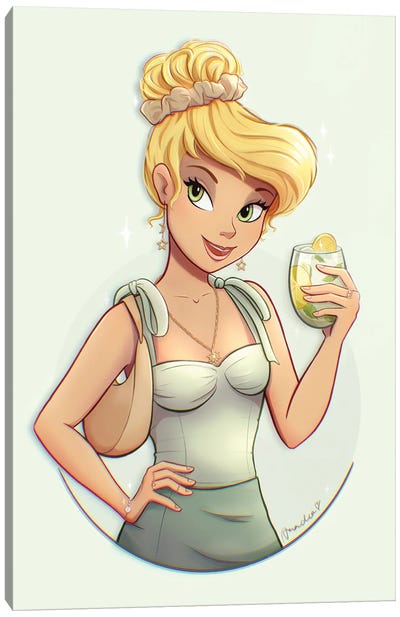 Tinkerbell With Lemon Mint Ice Tea Canvas Art Print - Princes & Princesses