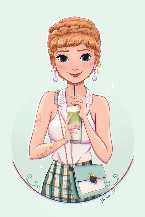 Anna With Iced Matcha Latte