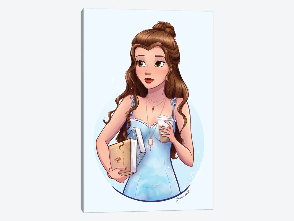Belle With Iced Chai Tea Latte by Amadeadraws 1-piece Canvas Wall Art