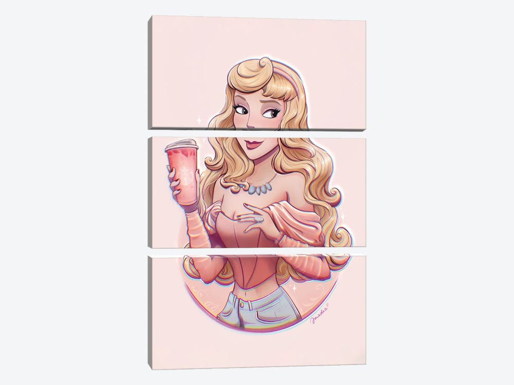 Aurora With Starbucks Pink Drink by Amadeadraws 3-piece Art Print