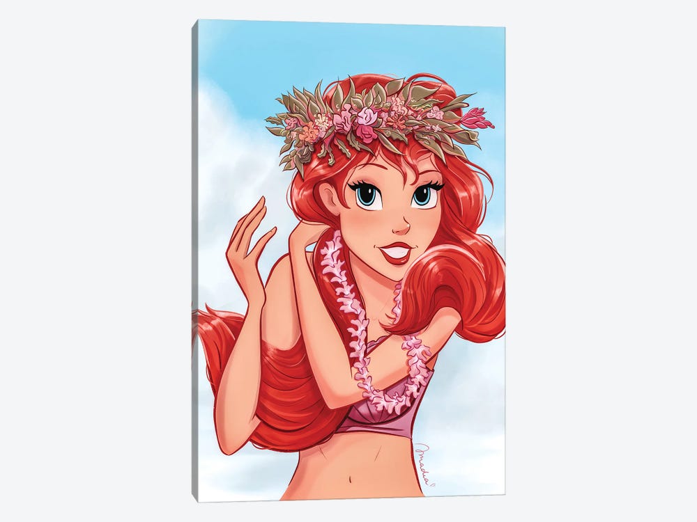 Hawaiian Ariel With Lei by Amadeadraws 1-piece Canvas Wall Art