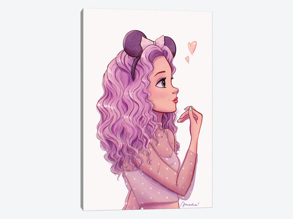 Disneyworld Girl With Minnie Ears by Amadeadraws 1-piece Canvas Artwork