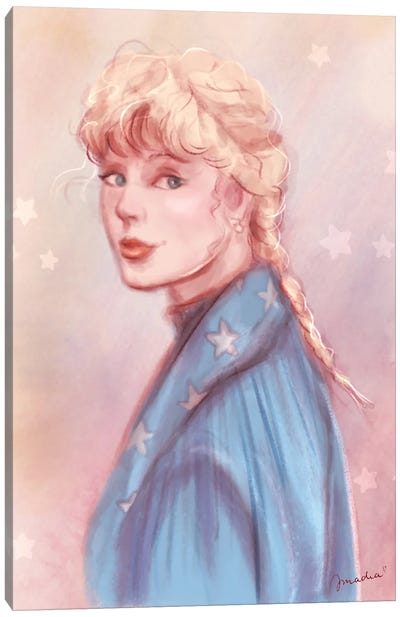 Taylor Swift With Braids Canvas Art Print - Amadeadraws