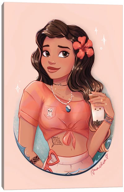 Moana With Brown Sugar Boba Milk Tea Canvas Art Print - Other Animated & Comic Strip Characters