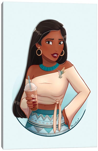 Pocahontas With Caramel Cold Brew Canvas Art Print - Other Animated & Comic Strip Characters