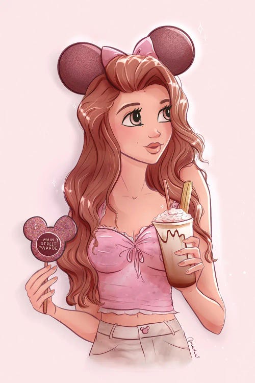 Disneyworld Girl With Mickey Dessert And Churro Latte