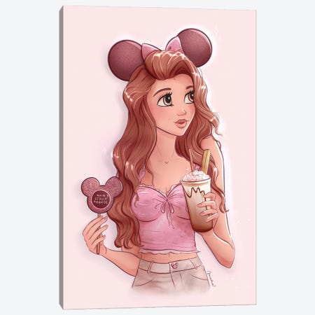 Disneyworld Girl With Mickey Dessert And Churro Latte Canvas Print #AWM9} by Amadeadraws Canvas Art