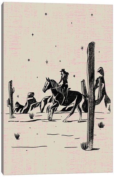 Lone Cowgirl Canvas Art Print - Cowboy & Cowgirl Art