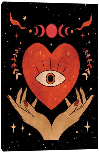 Sacred Heart Canvas Art Print - Red Art