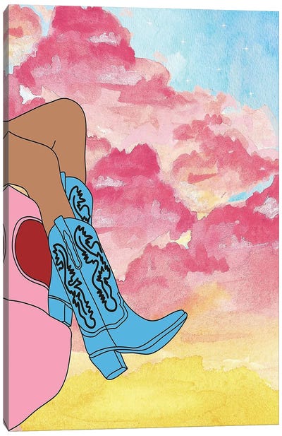 Sunset Boots Canvas Art Print - Boots