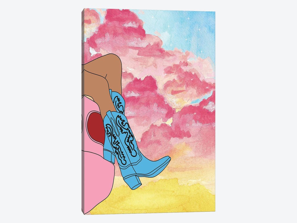 Sunset Boots by Arrow Wind Prints 1-piece Canvas Print