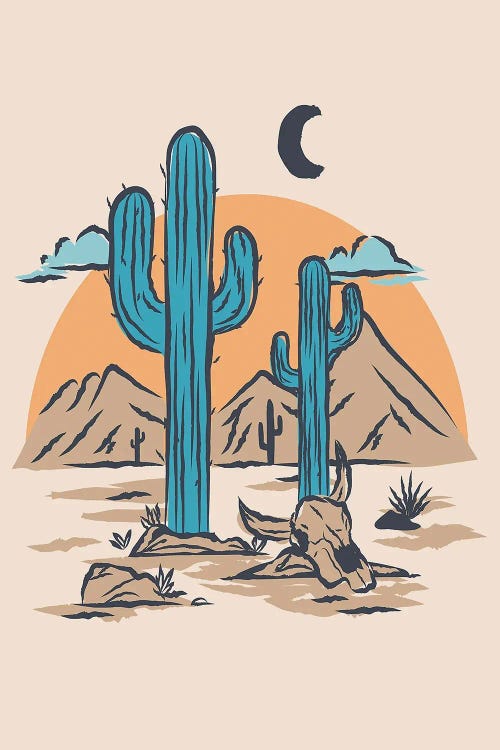 Turquoise Cacti by Arrow Wind Prints wall art