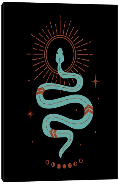 Turquoise Snake Canvas Art Print - Tattoo Parlor