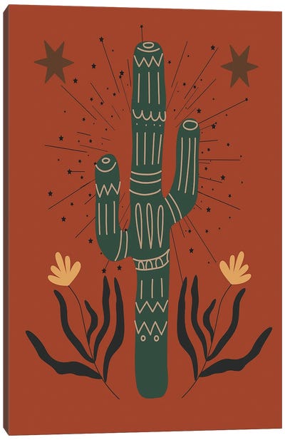 Western Cactus Canvas Art Print - Arrow Wind Prints