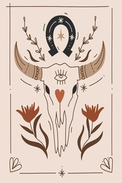 Arrow Wind Prints: Western Skull by Arrow Wind Prints