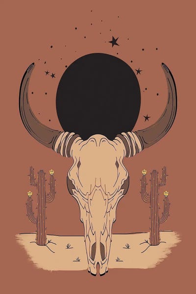 Arrow Wind Prints: Bull Skull by Arrow Wind Prints