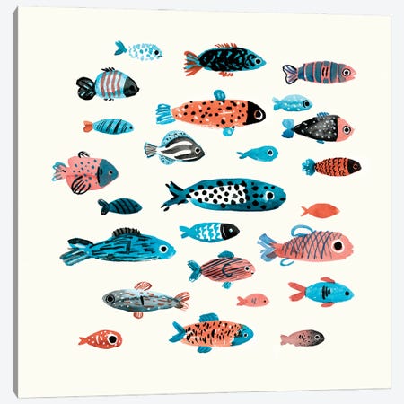 Fish School I Canvas Print #AWR12} by Annie Warren Canvas Art