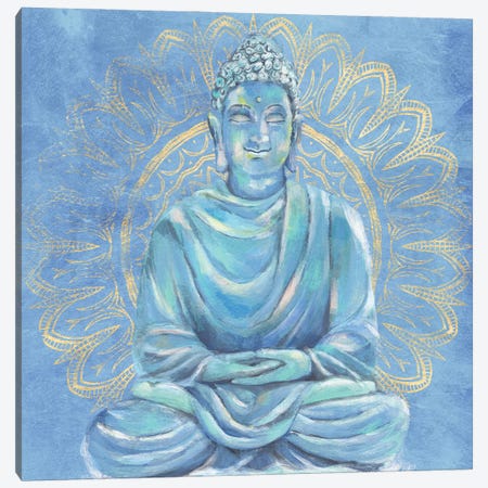 Buddha on Blue I Canvas Print #AWR132} by Annie Warren Canvas Artwork