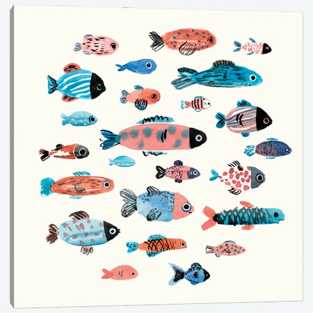 Fish School II Canvas Print #AWR13} by Annie Warren Canvas Wall Art