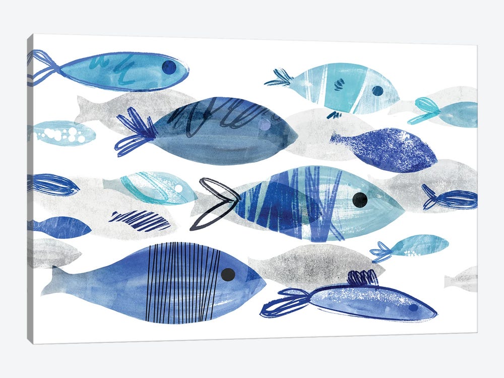 Fish Parade I by Annie Warren 1-piece Canvas Art Print