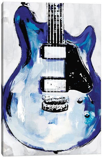 Electric Blues II Canvas Art Print - Black, White & Blue Art