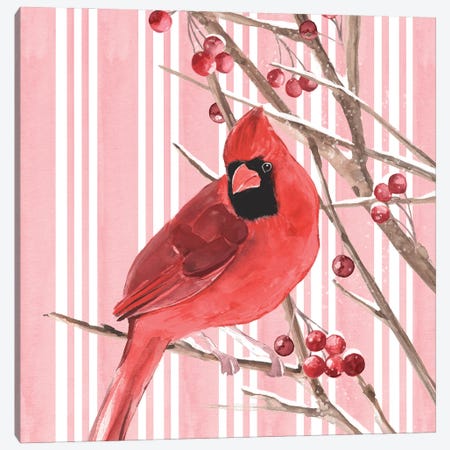 Winter Cardinal I Canvas Print #AWR289} by Annie Warren Canvas Artwork