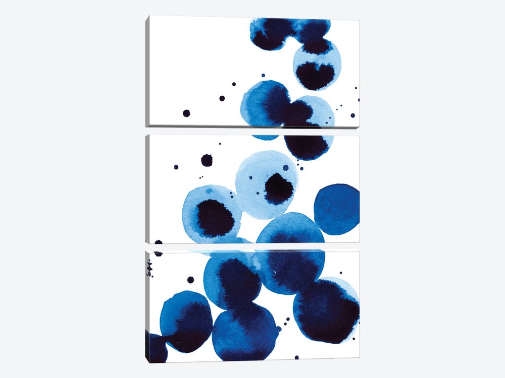 Blue Drops I by Annie Warren 3-piece Canvas Print