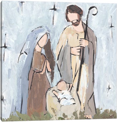 Starry Nativity II Canvas Art Print - Nativity Scene Art