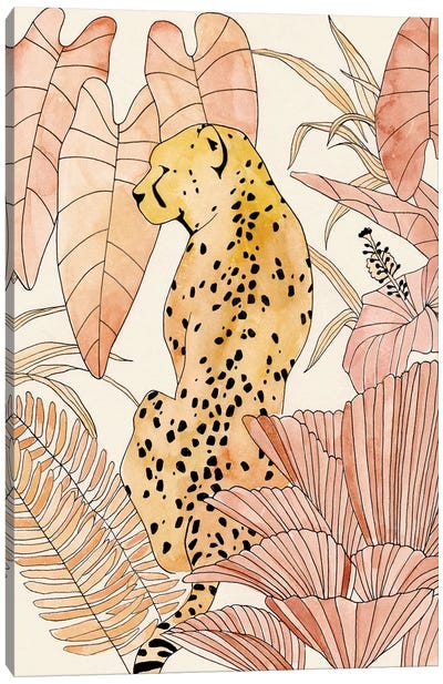 Blush Cheetah I Canvas Art Print - Tropical Leaf Art