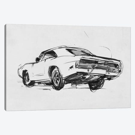 Classic Car Sketch I Canvas Print #AWR52} by Annie Warren Canvas Wall Art