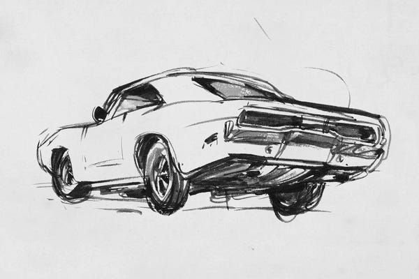 Ford: Classic Car Sketch I by Annie Warren