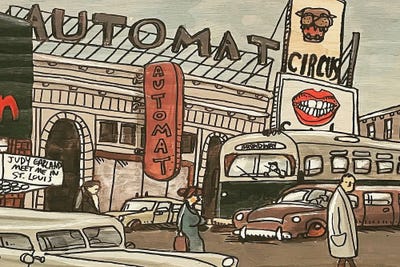 The Automat by Aaron Wooten framed canvas print
