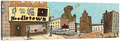 Noodletown Canvas Art Print - Godzilla