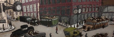 Marshall Fields 1897 by Aaron Wooten framed canvas print