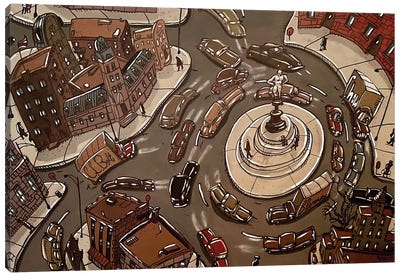 The Roundabout Canvas Art Print - Brown Art