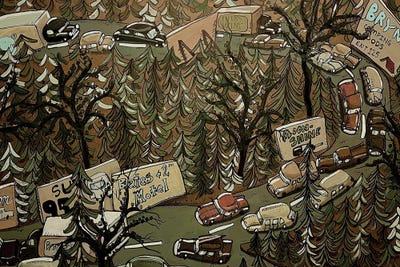 The Vacationers by Aaron Wooten framed canvas print