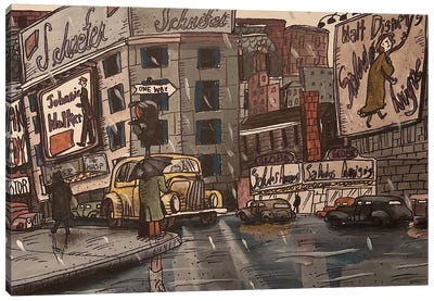 Rainy Morning Canvas Art Print - City Street Art