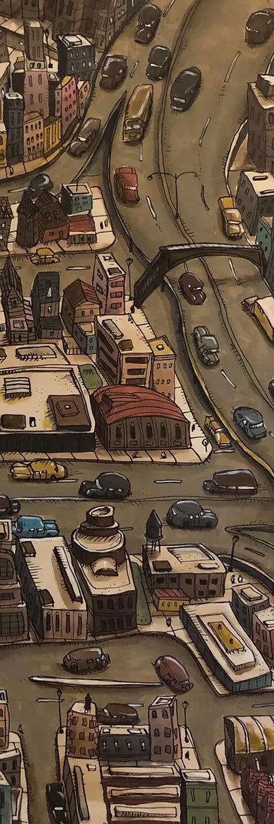 Infinite City B by Aaron Wooten framed canvas print