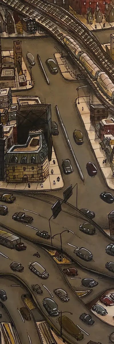 Infinite City C by Aaron Wooten framed canvas print