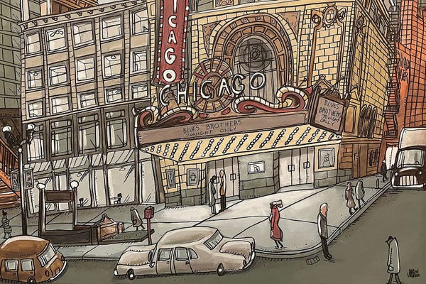 Contemporary Streetscapes: Chicago Theater by Aaron Wooten